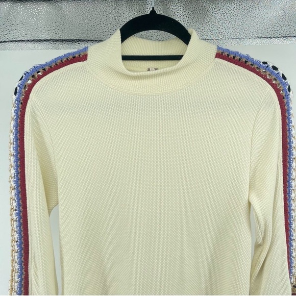 Free People Cream and Brown Long Sleeve Top - Picture 3 of 13